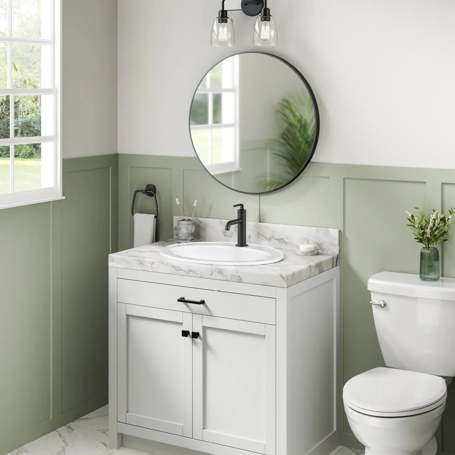 KRAUS Elavo 22" Oval Porcelain Drop In Bathroom Sink in White