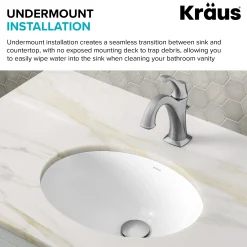KRAUS Elavo 16-3/4" Oval Porcelain Undermount Bathroom Sink in White