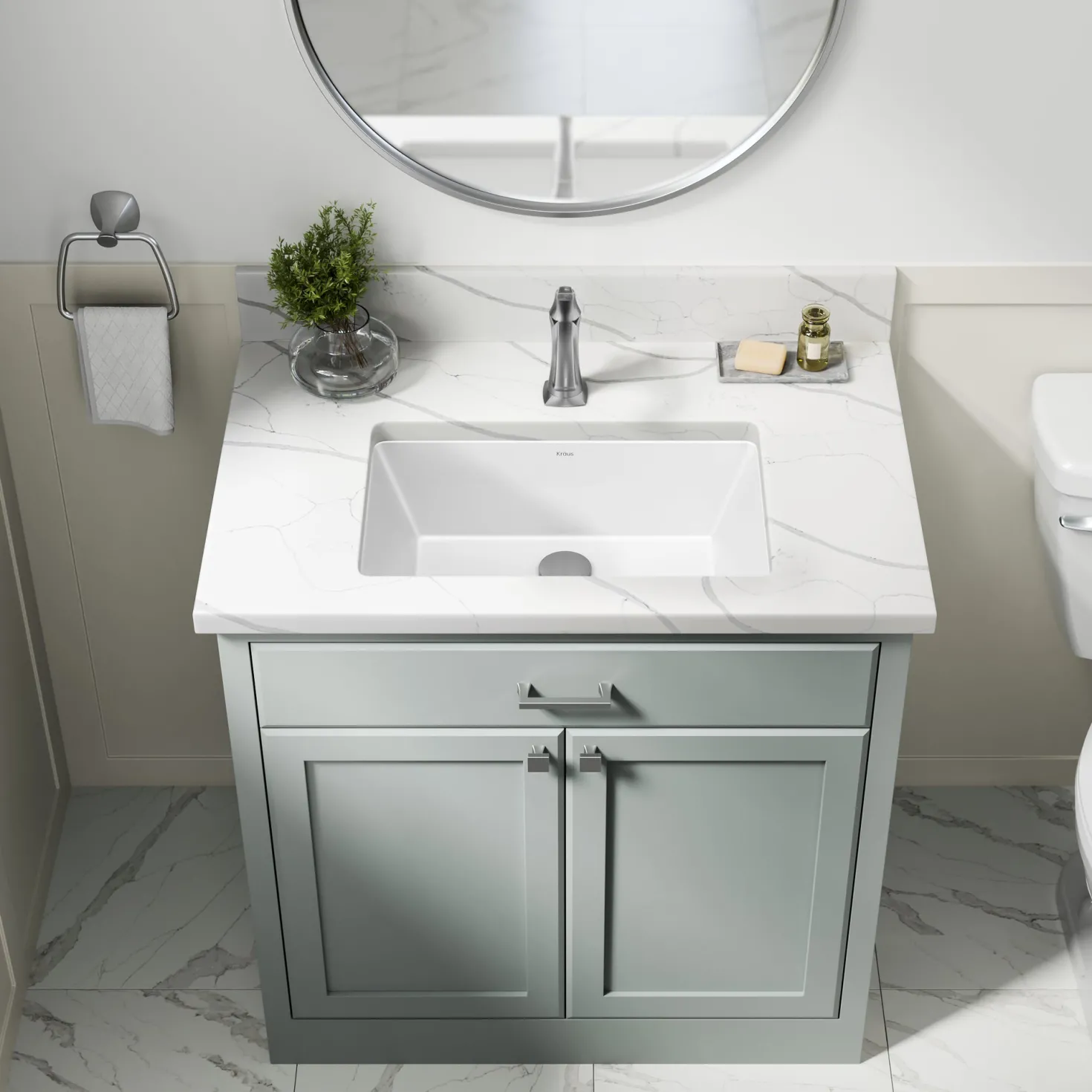 KRAUS Elavo 21-1/8" Rectangular Porcelain Undermount Bathroom Sink in White