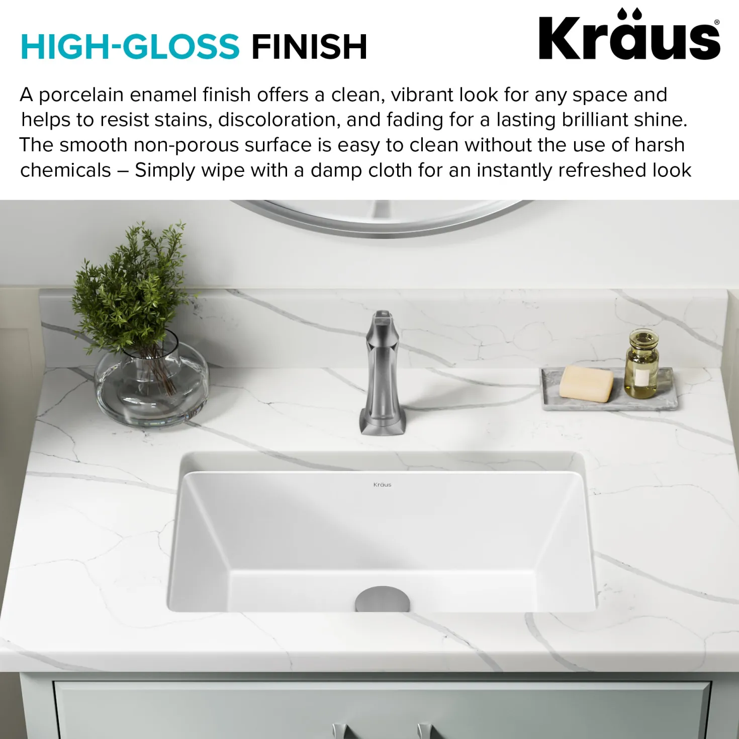 KRAUS Elavo 21-1/8" Rectangular Porcelain Undermount Bathroom Sink in White