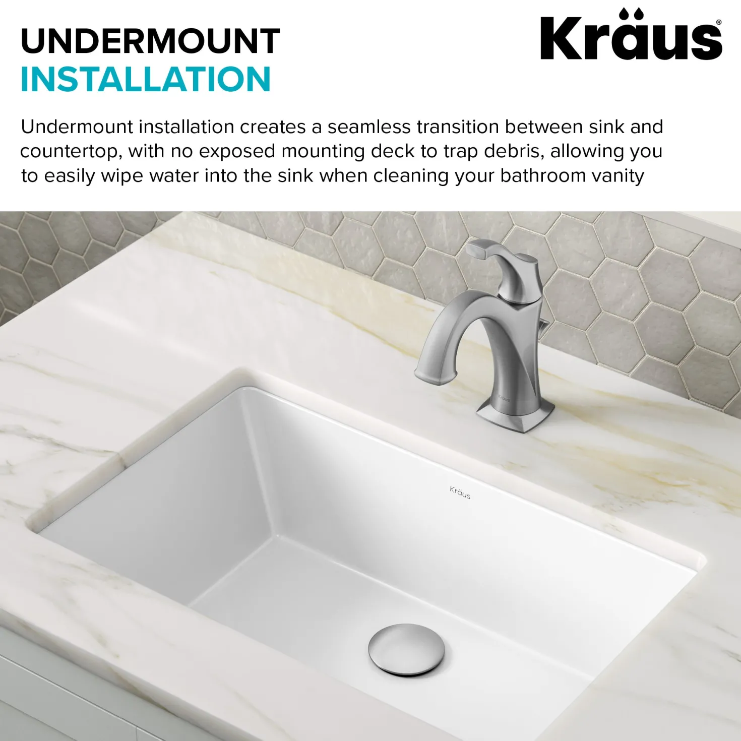 KRAUS Elavo 21-1/8" Rectangular Porcelain Undermount Bathroom Sink in White