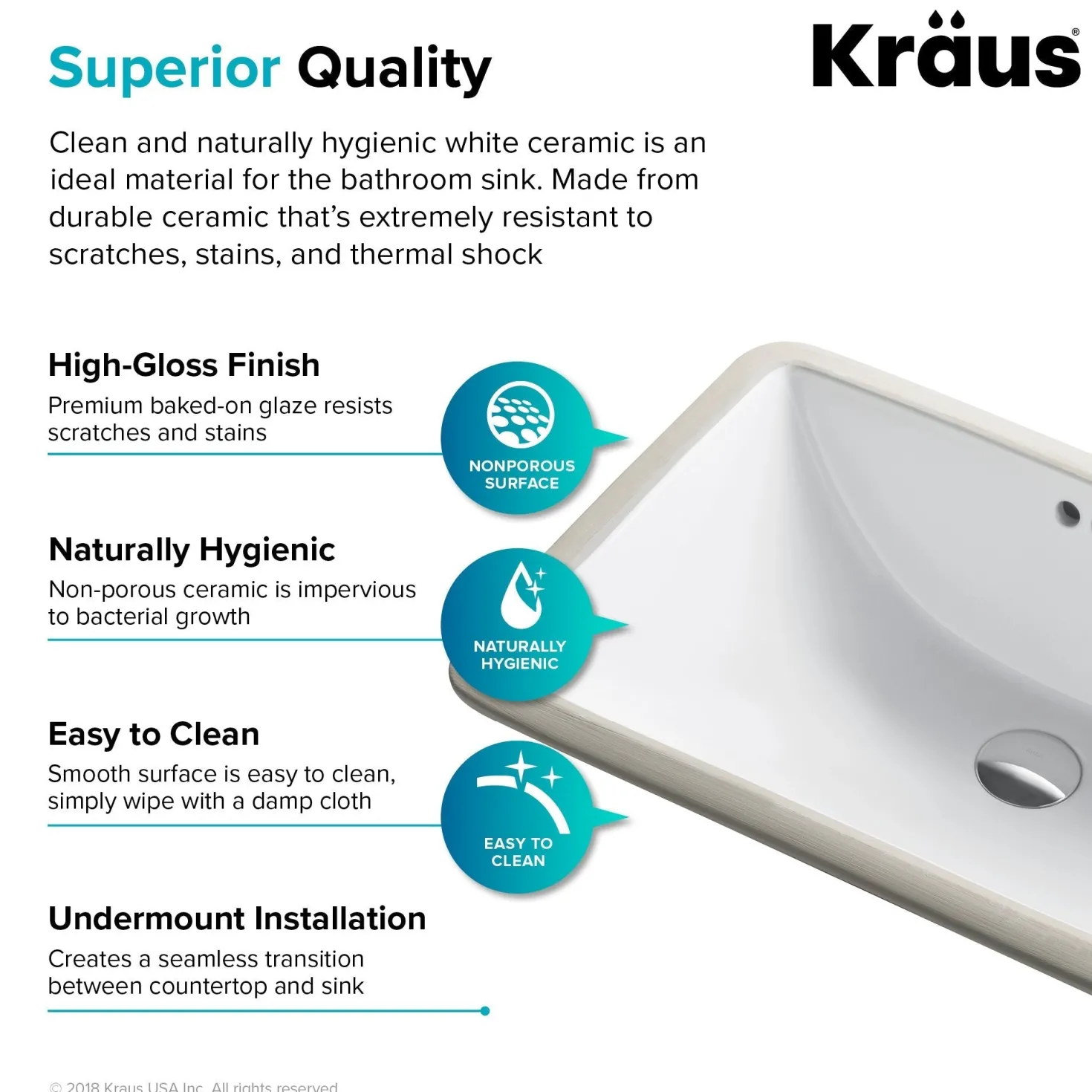 KRAUS Elavo 21" Rectangular Undermount White Porcelain Bathroom Sink with Overflow (2-Pack)