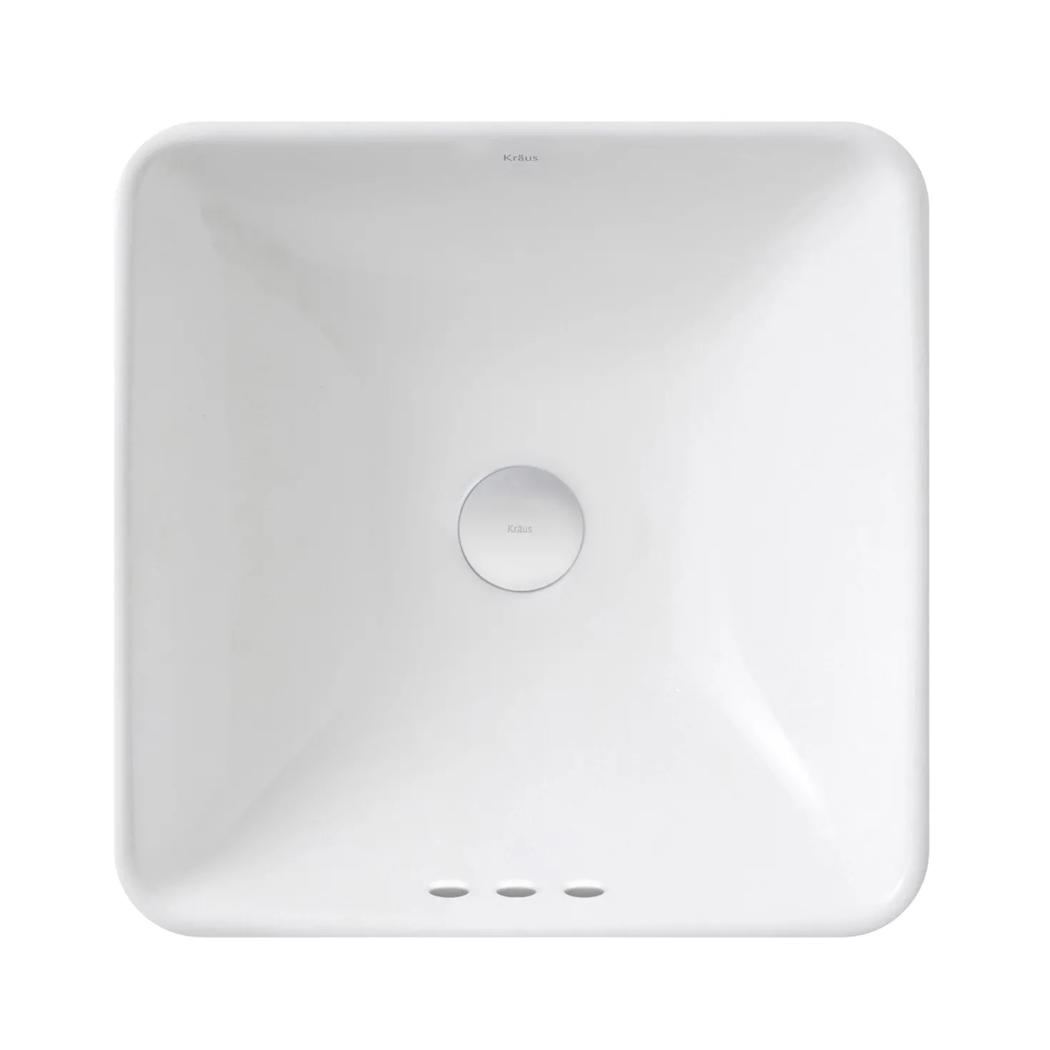 KRAUS Elavo Series Square Ceramic Semi-Recessed Bathroom Sink in White with Overflow