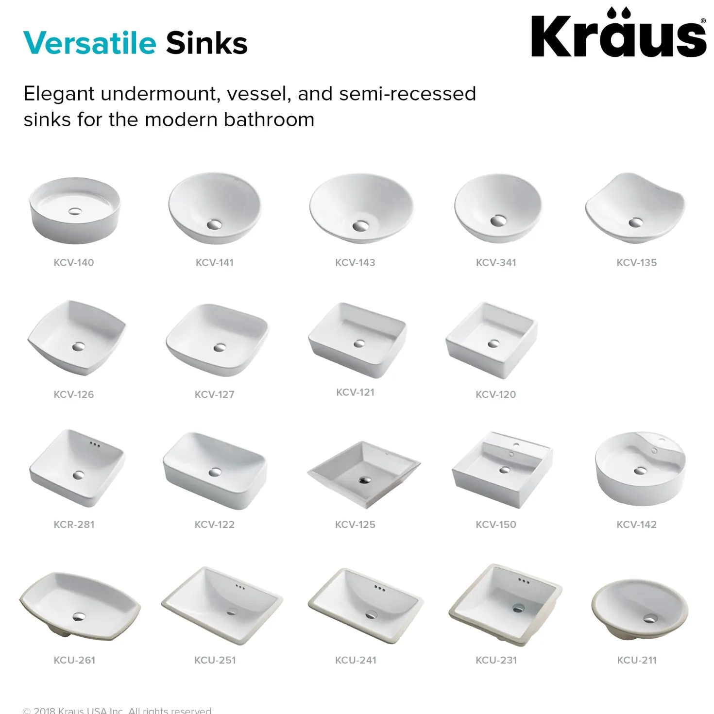 KRAUS Elavo Series Square Ceramic Semi-Recessed Bathroom Sink in White with Overflow