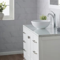 KRAUS Elavo Small Round Ceramic Vessel Bathroom Sink in White