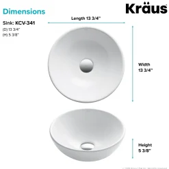 KRAUS Elavo Small Round Ceramic Vessel Bathroom Sink in White