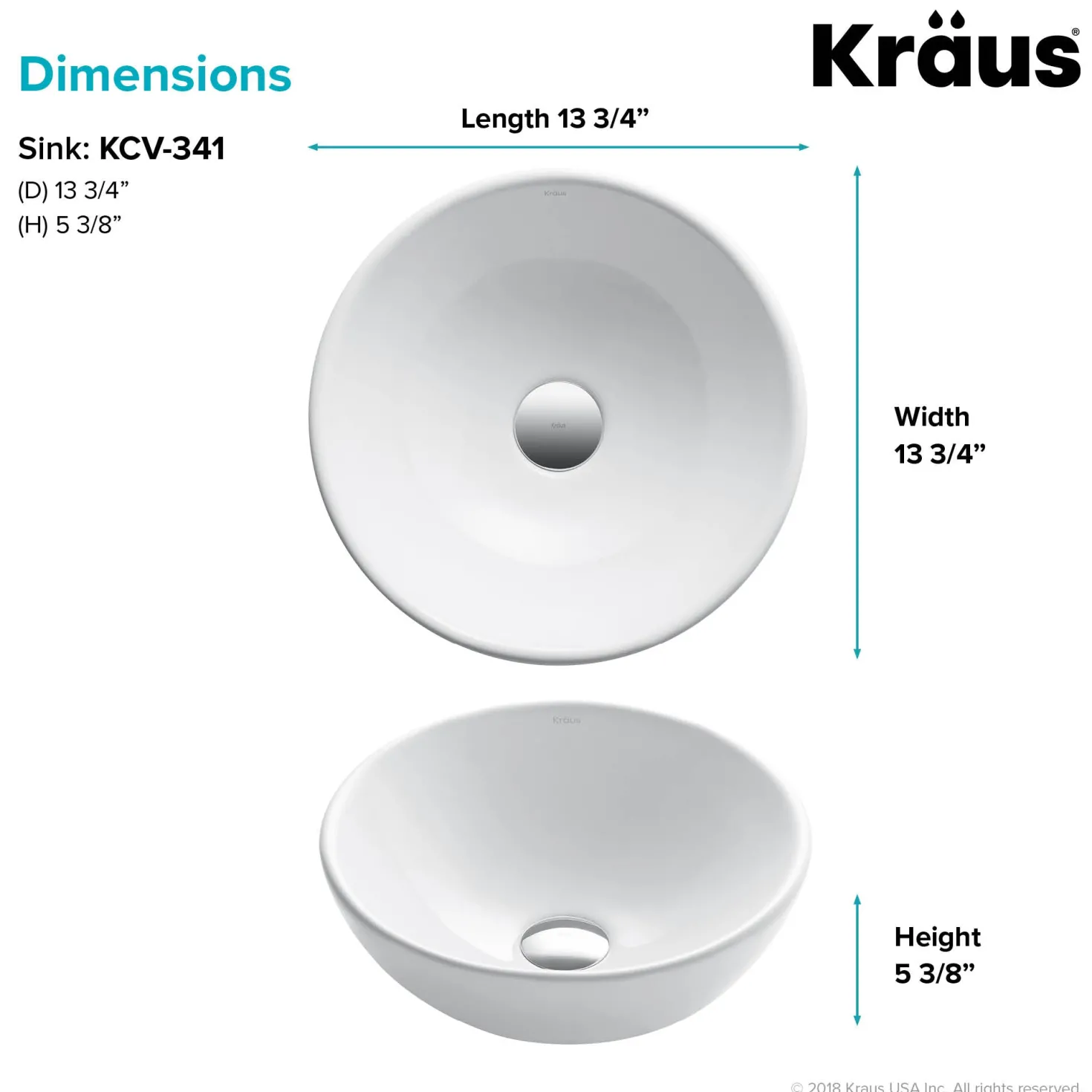 KRAUS Elavo Small Round Ceramic Vessel Bathroom Sink in White