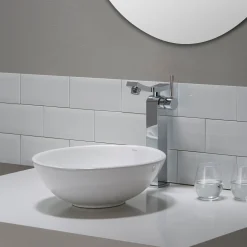 KRAUS ElavoWhite Ceramic Small Round Vessel Bathroom Sink & Pop Up drain