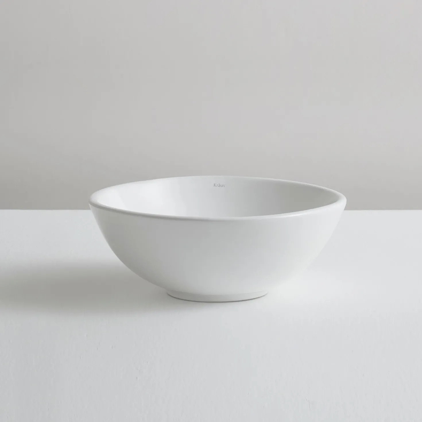 KRAUS ElavoWhite Ceramic Small Round Vessel Bathroom Sink & Pop Up drain