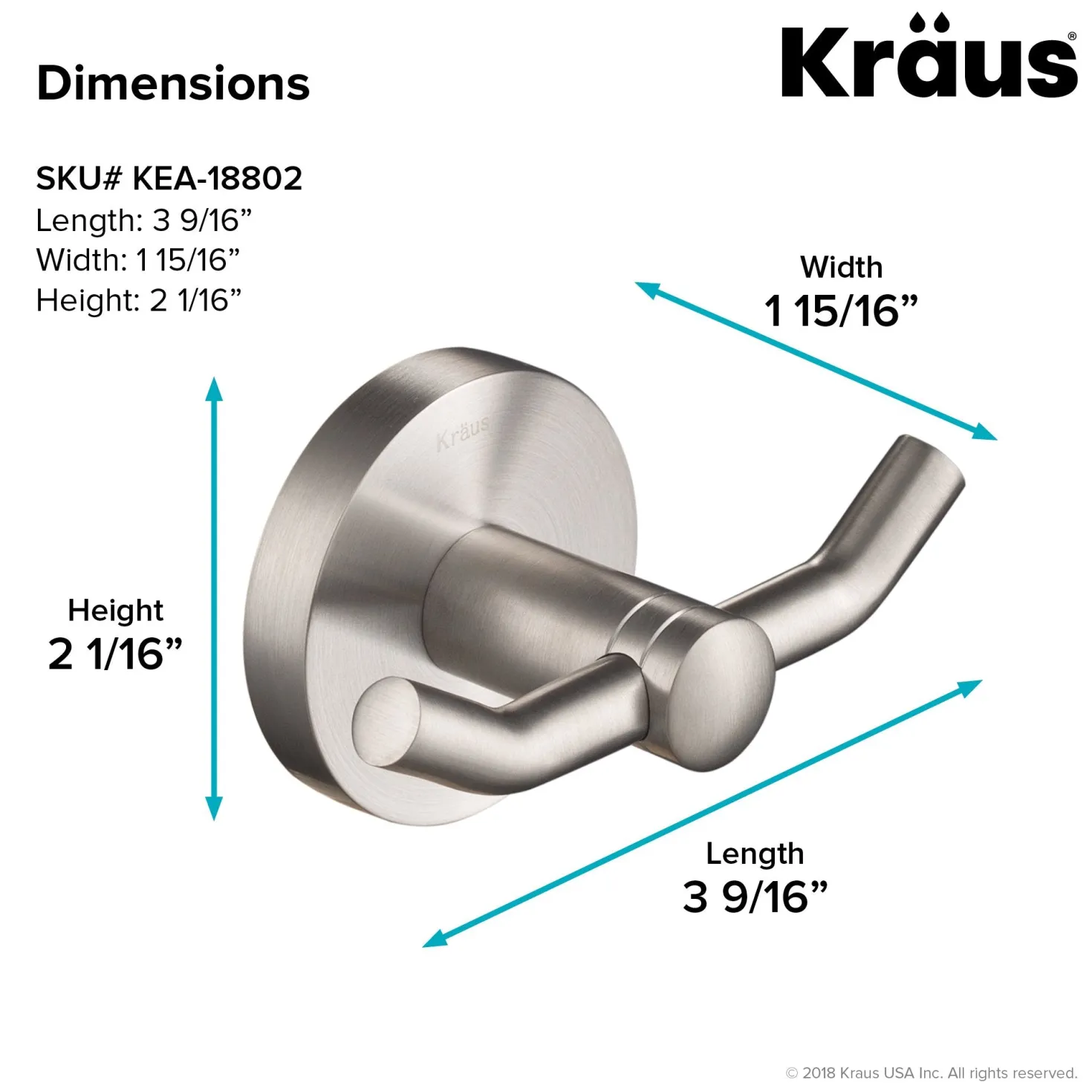 KRAUS Elie Bathroom Robe and Towel Double Hook