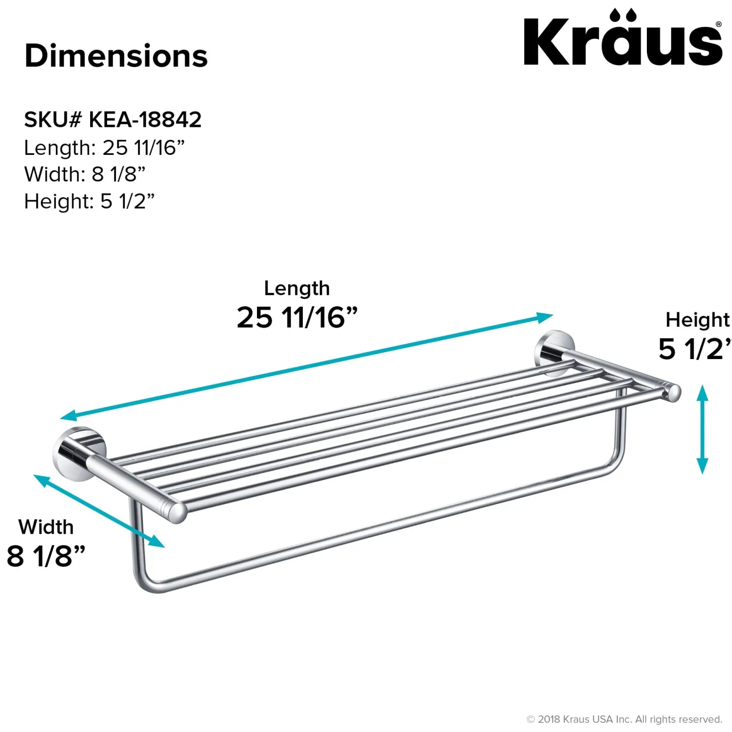 KRAUS Elie Bathroom Shelf with Towel Bar