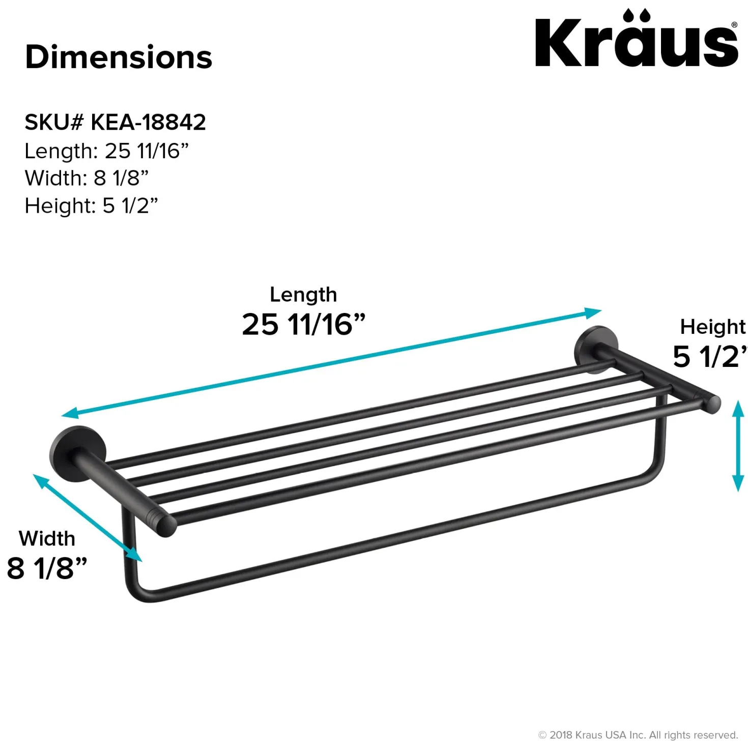 KRAUS Elie Bathroom Shelf with Towel Bar