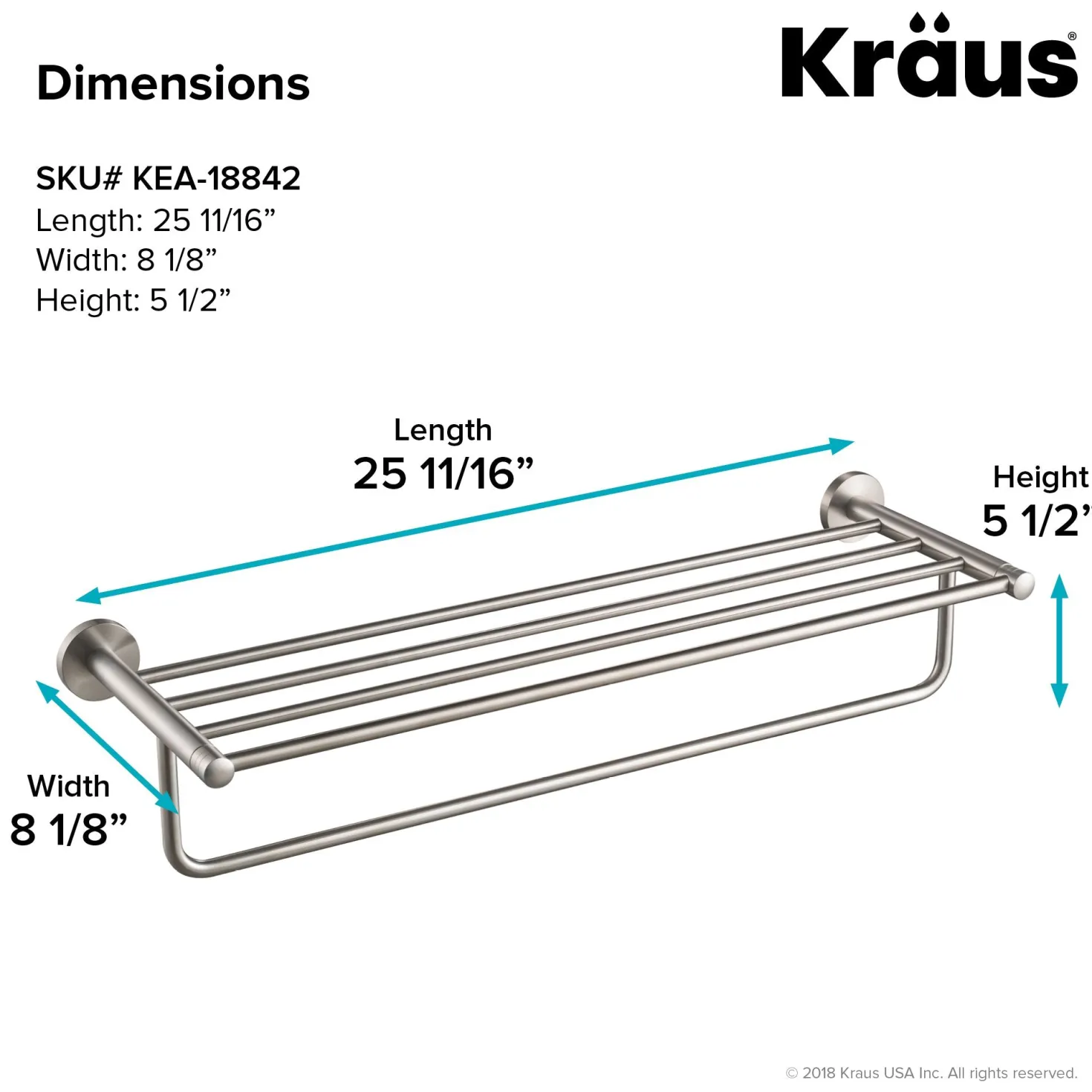 KRAUS Elie Bathroom Shelf with Towel Bar
