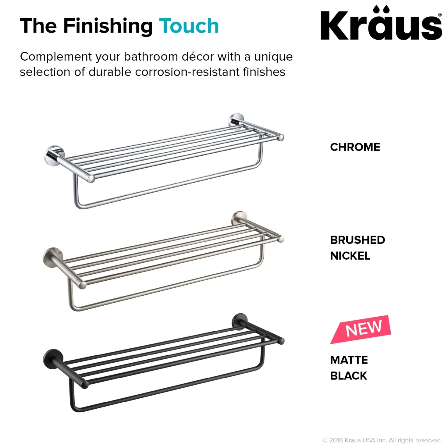 KRAUS Elie Bathroom Shelf with Towel Bar