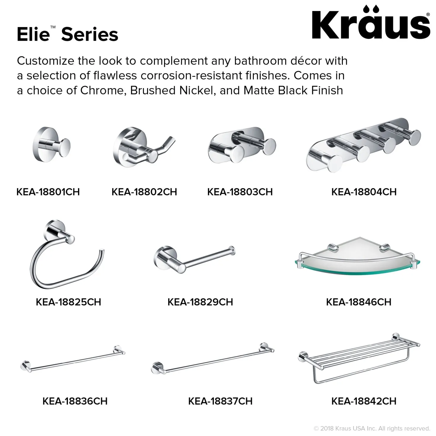 KRAUS Elie Bathroom Wall Mount Robe and Towel Double Hook