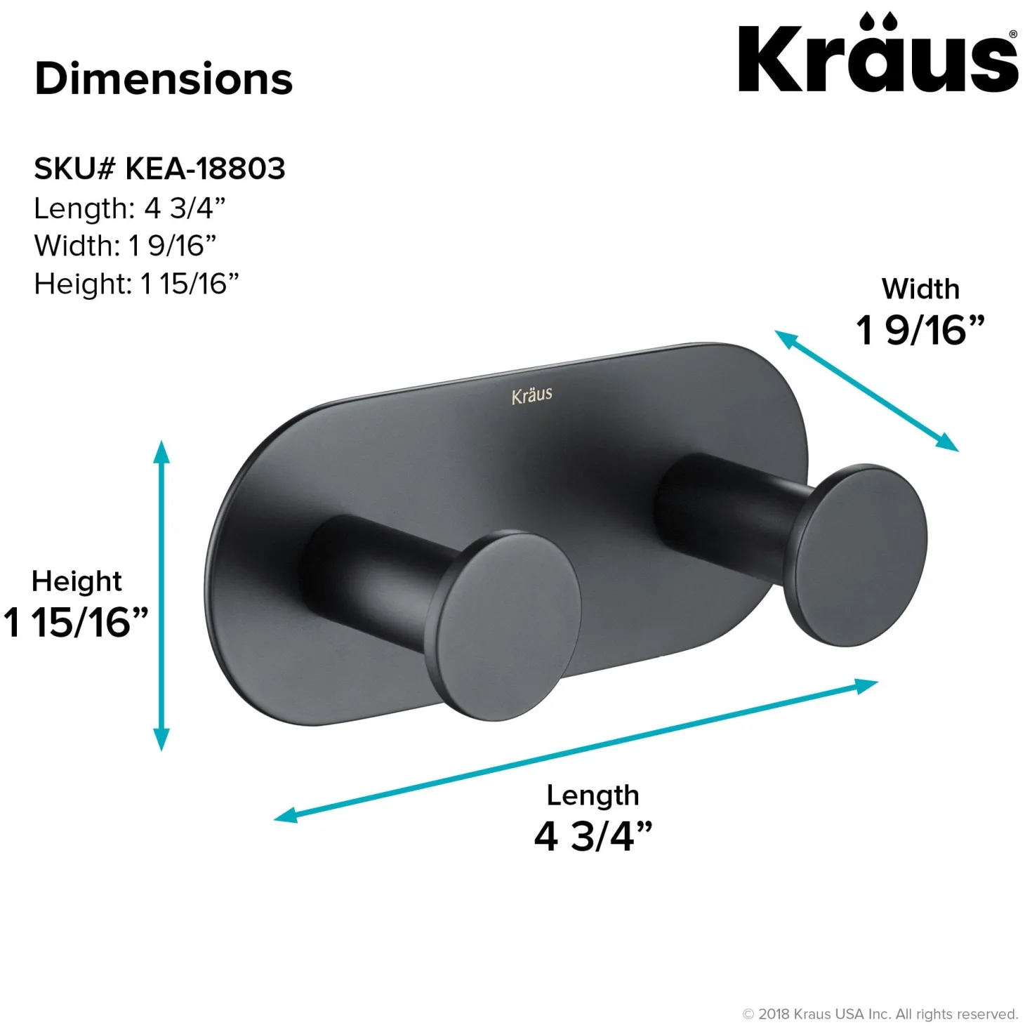 KRAUS Elie Bathroom Wall Mount Robe and Towel Double Hook
