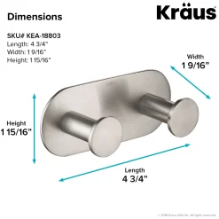 KRAUS Elie Bathroom Wall Mount Robe and Towel Double Hook