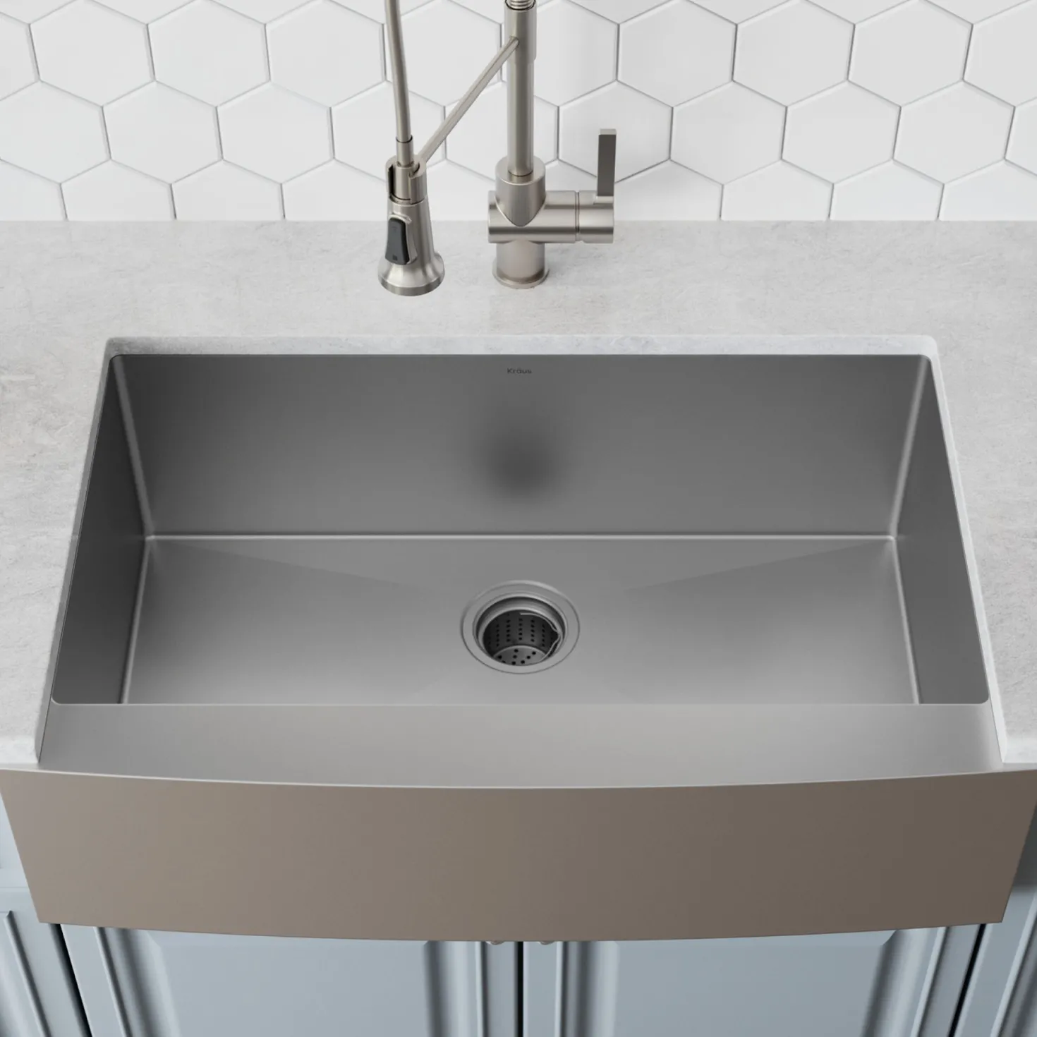 KRAUS 33" Farmhouse Single Bowl Stainless Steel Kitchen Sink with NoiseDefend Soundproofing