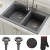 KRAUS Forteza 33" Dual Mount 60/40 Double Bowl Granite Kitchen Sink in Grey