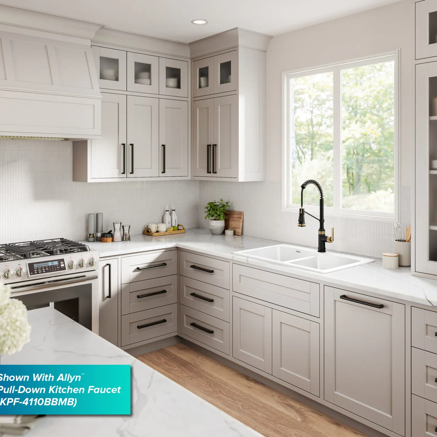 KRAUS Forteza 33” Granite Drop-In or Undermount 50/50 Double Bowl White Kitchen Sink