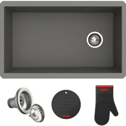 KRAUS Forteza 32" Undermount Single Bowl Granite Kitchen Sink in Grey