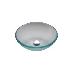 KRAUS Frosted 14" Glass Vessel Bathroom Sink with PU-MR