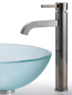KRAUS Frosted 14" Glass Vessel Sink and Ramus Faucet