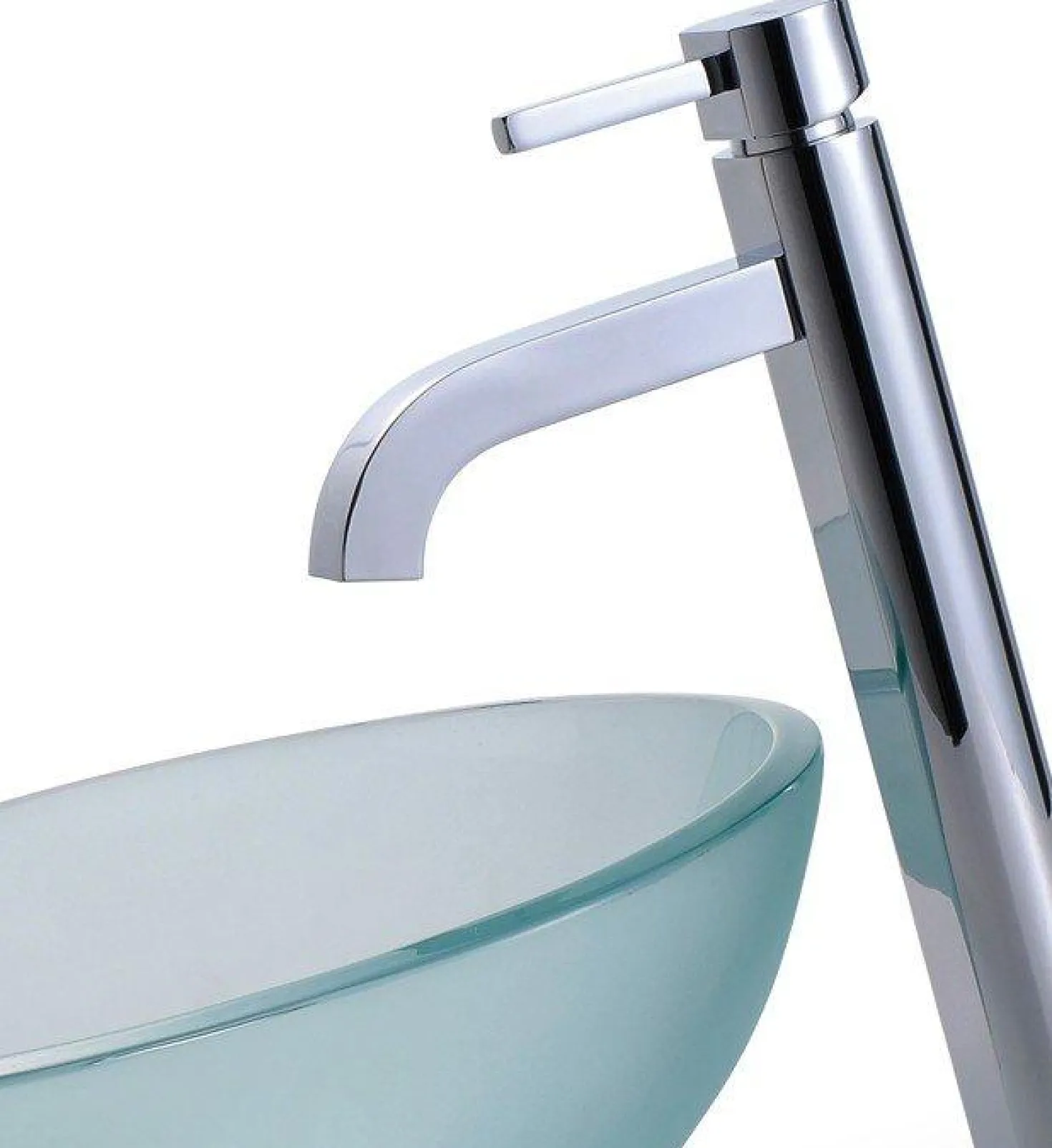 KRAUS Frosted 14" Glass Vessel Sink and Ramus Faucet