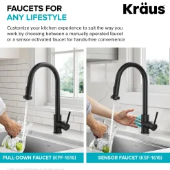 KRAUS 2-Function Single Handle Pull Down Kitchen Faucet in Matte Black