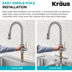 KRAUS 2-Function Single Handle Pull Down Kitchen Faucet in Matte Black