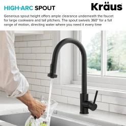 KRAUS 2-Function Single Handle Pull Down Kitchen Faucet in Matte Black