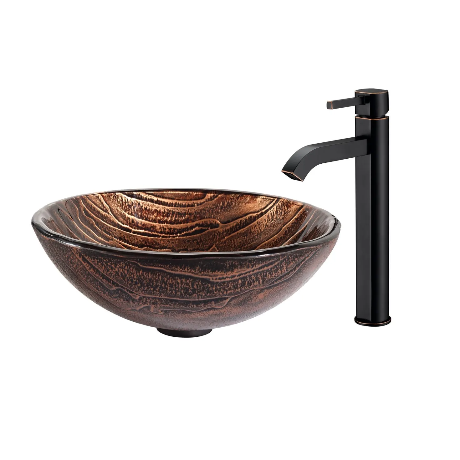 KRAUS Gaia Glass Vessel Sink and Ramus Faucet