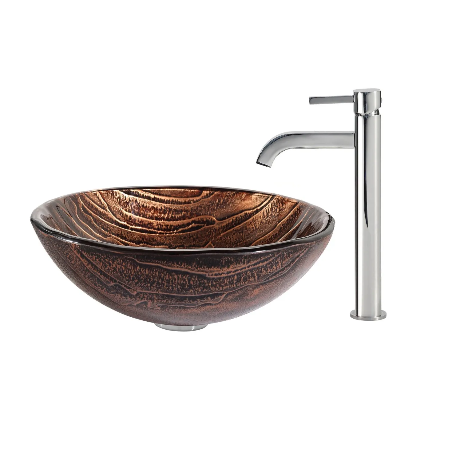 KRAUS Gaia Glass Vessel Sink and Ramus Faucet