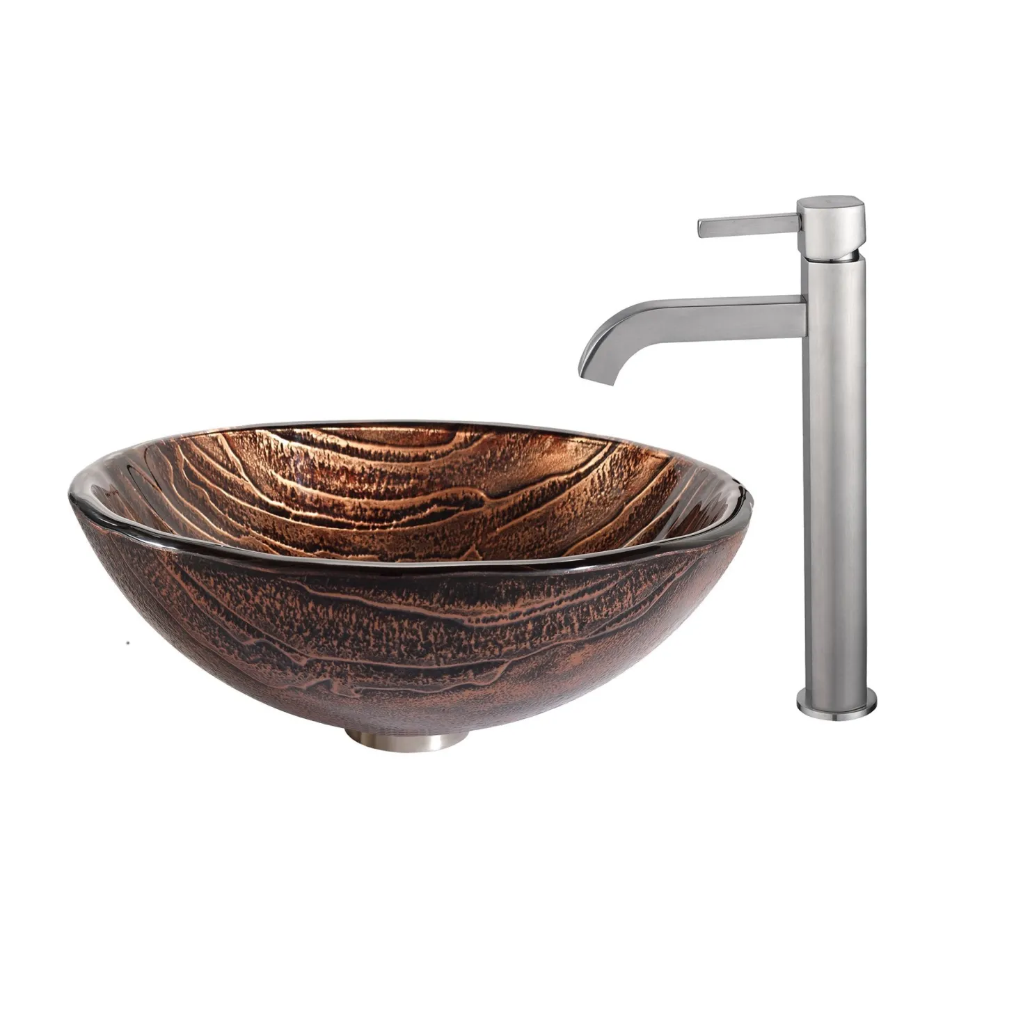 KRAUS Gaia Glass Vessel Sink and Ramus Faucet