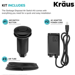 KRAUS Garbage Disposal Push Button Air Switch Kit in Matte Black