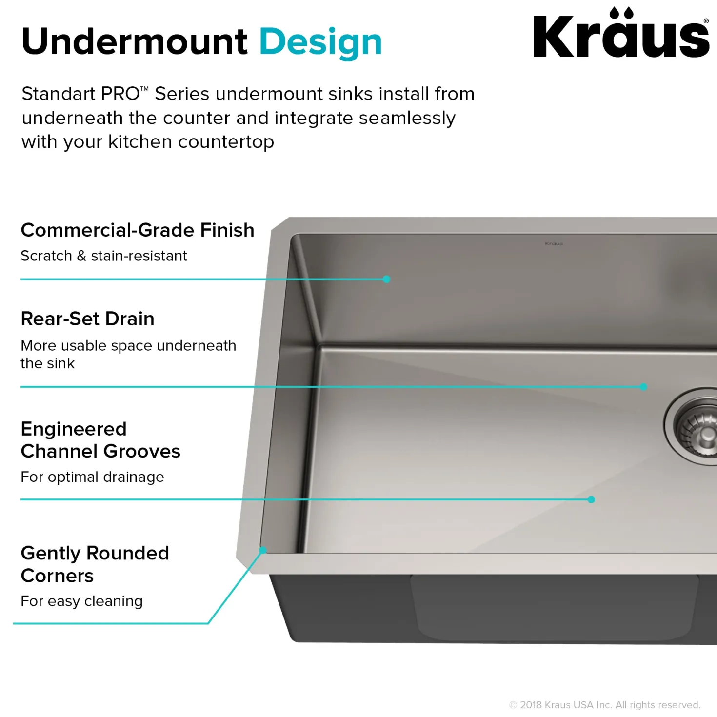 KRAUS 27" 16 Gauge Undermount Single Bowl Stainless Steel Kitchen Sink with Off Center Drain