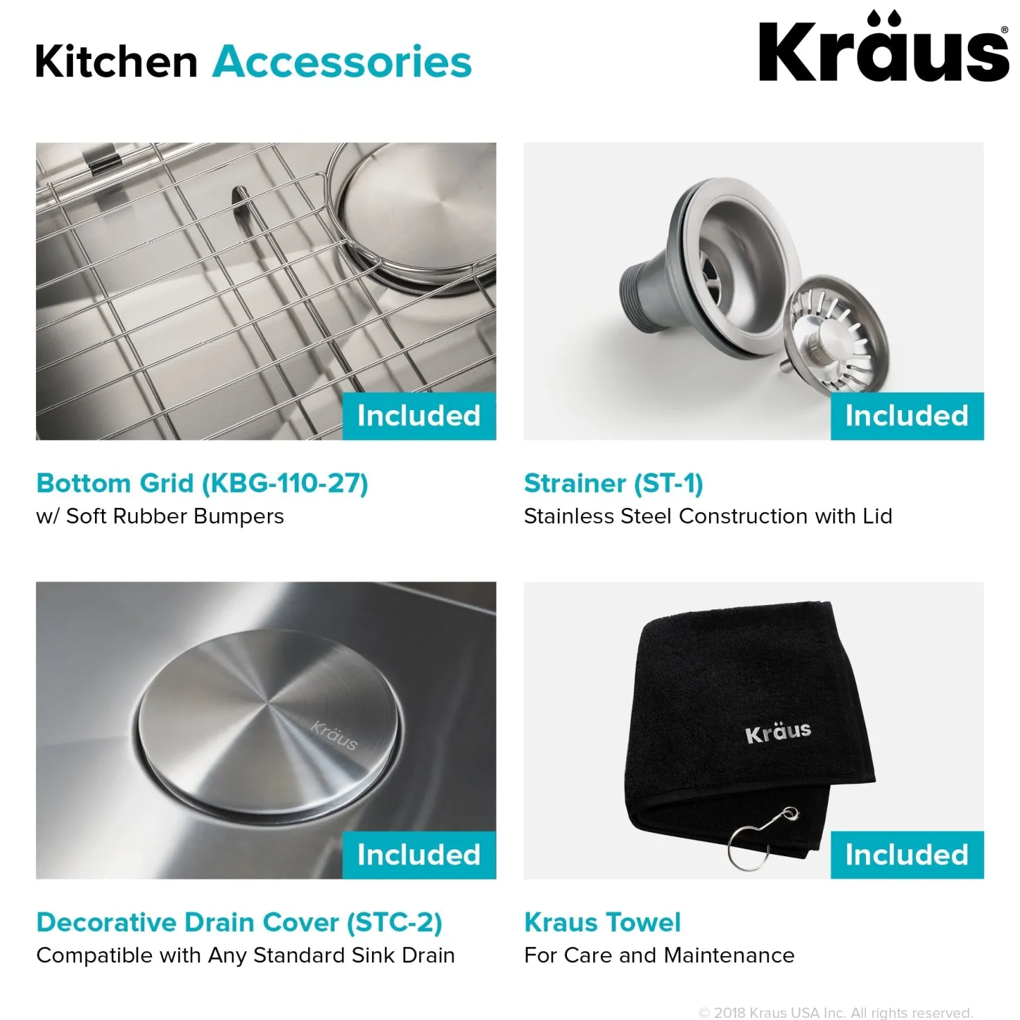 KRAUS 27" 16 Gauge Undermount Single Bowl Stainless Steel Kitchen Sink with Off Center Drain