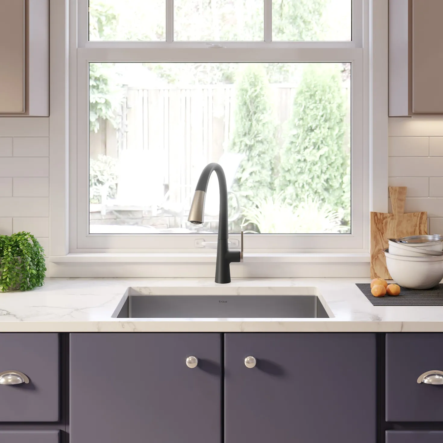 KRAUS 27" 16 Gauge Undermount Single Bowl Stainless Steel Kitchen Sink with Off Center Drain
