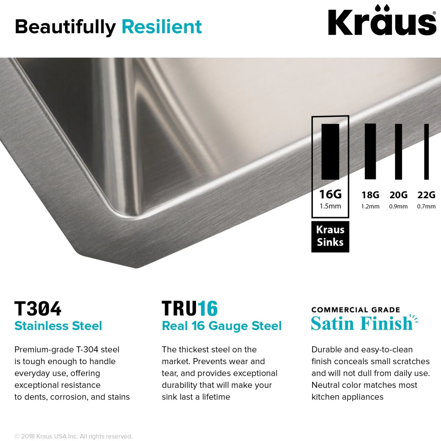 KRAUS 25" 16 Gauge Undermount Single Bowl Stainless Steel Kitchen Sink with Off Center Drain