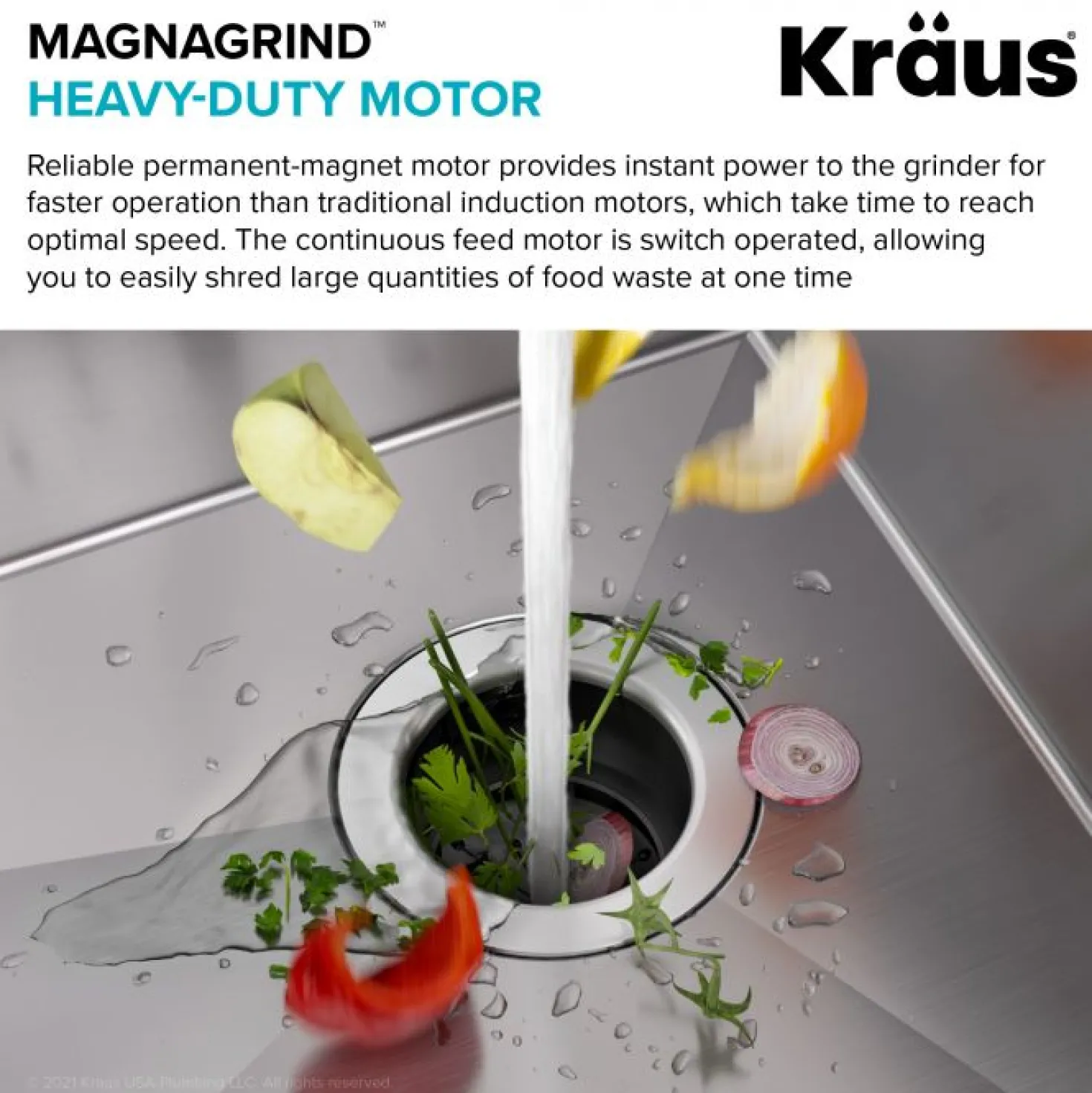 KRAUS 3/4HP Continuous Feed Garbage Disposal