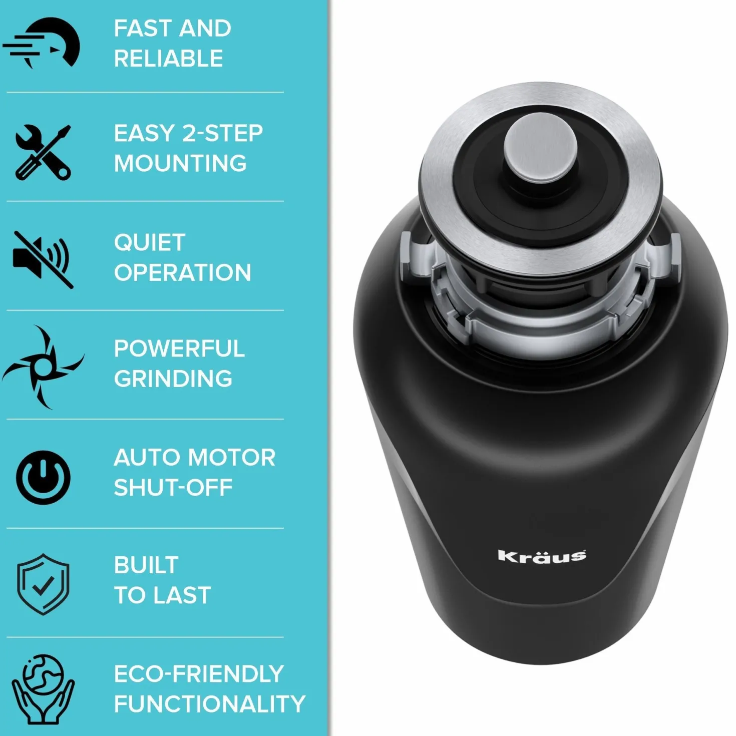 KRAUS 3/4HP Continuous Feed Garbage Disposal