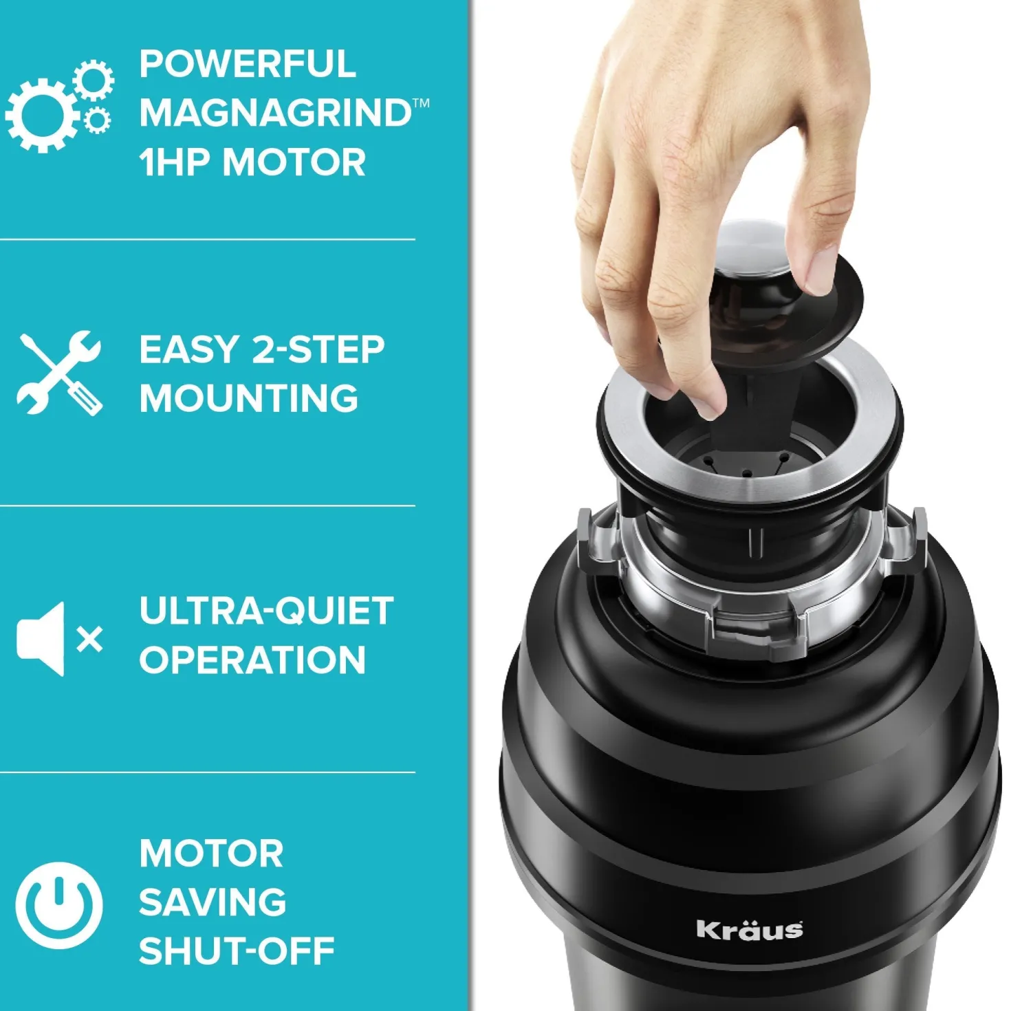KRAUS 1 HP Continuous Feed Garbage Disposal