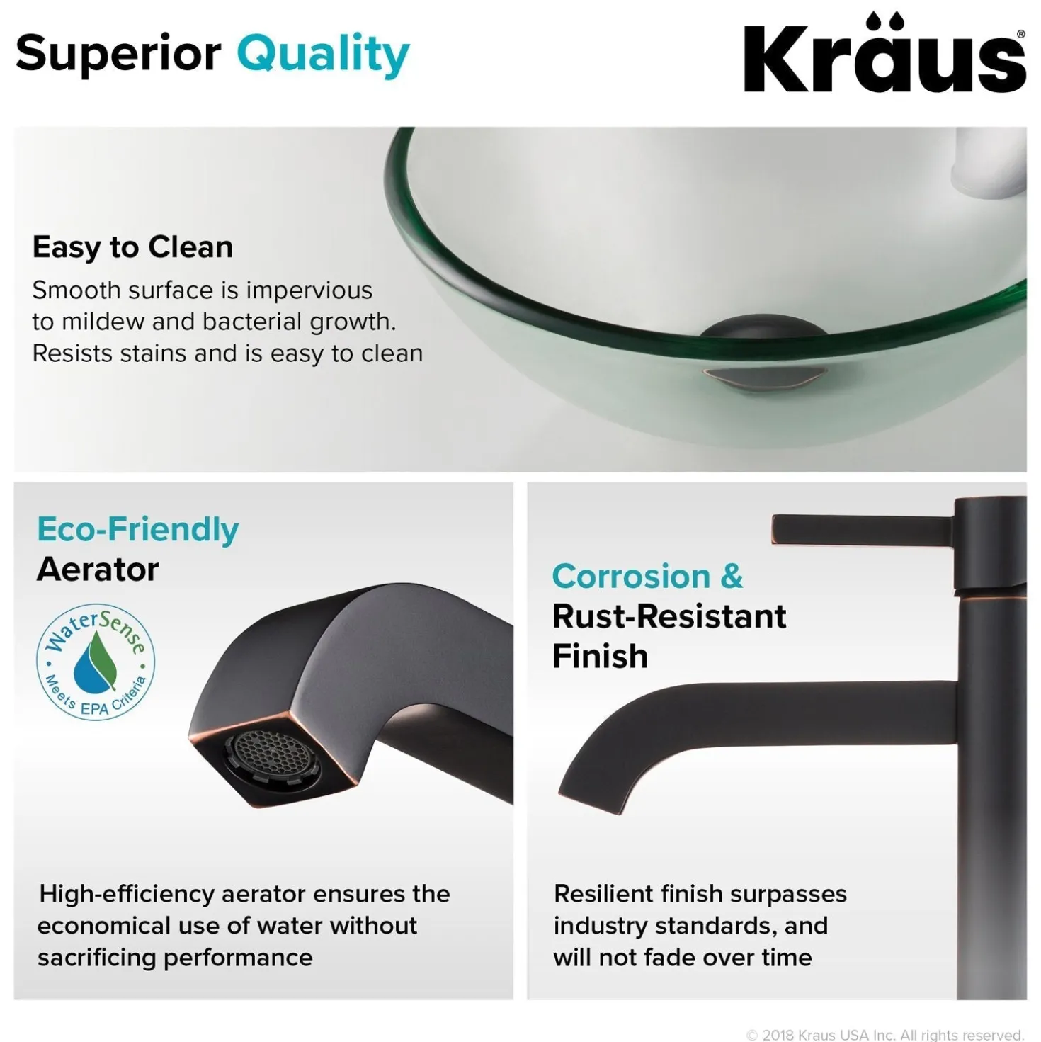KRAUS 14-Inch Clear Glass Bathroom Vessel Sink and Ramus Faucet Combo Set with Pop-Up Drain