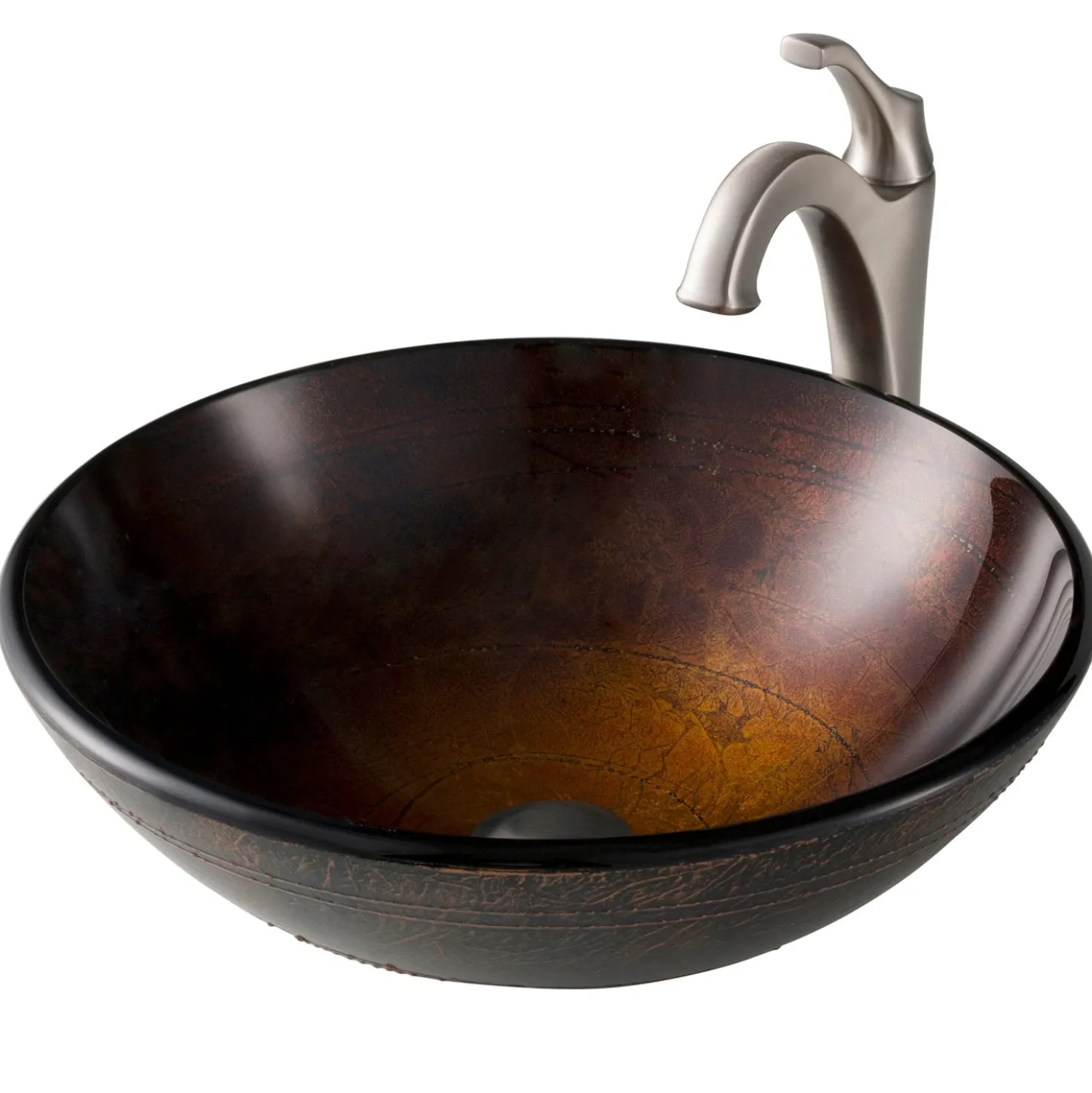 KRAUS 16 1/2-Inch Copper Brown Bathroom Vessel Sink and Arlo Faucet Combo Set with Pop-Up Drain