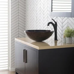 KRAUS 16 1/2-Inch Copper Brown Bathroom Vessel Sink and Arlo Faucet Combo Set with Pop-Up Drain