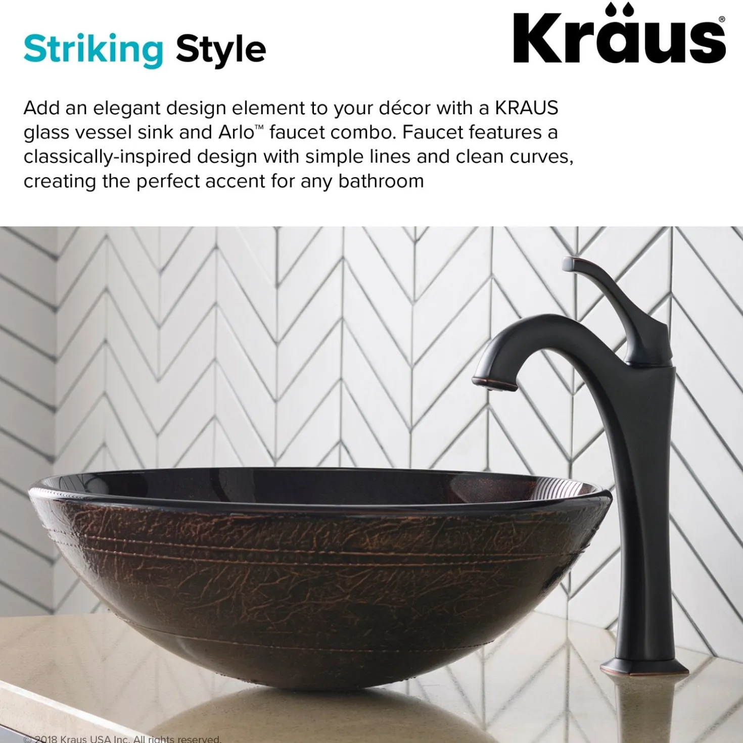 KRAUS 16 1/2-Inch Copper Brown Bathroom Vessel Sink and Arlo Faucet Combo Set with Pop-Up Drain