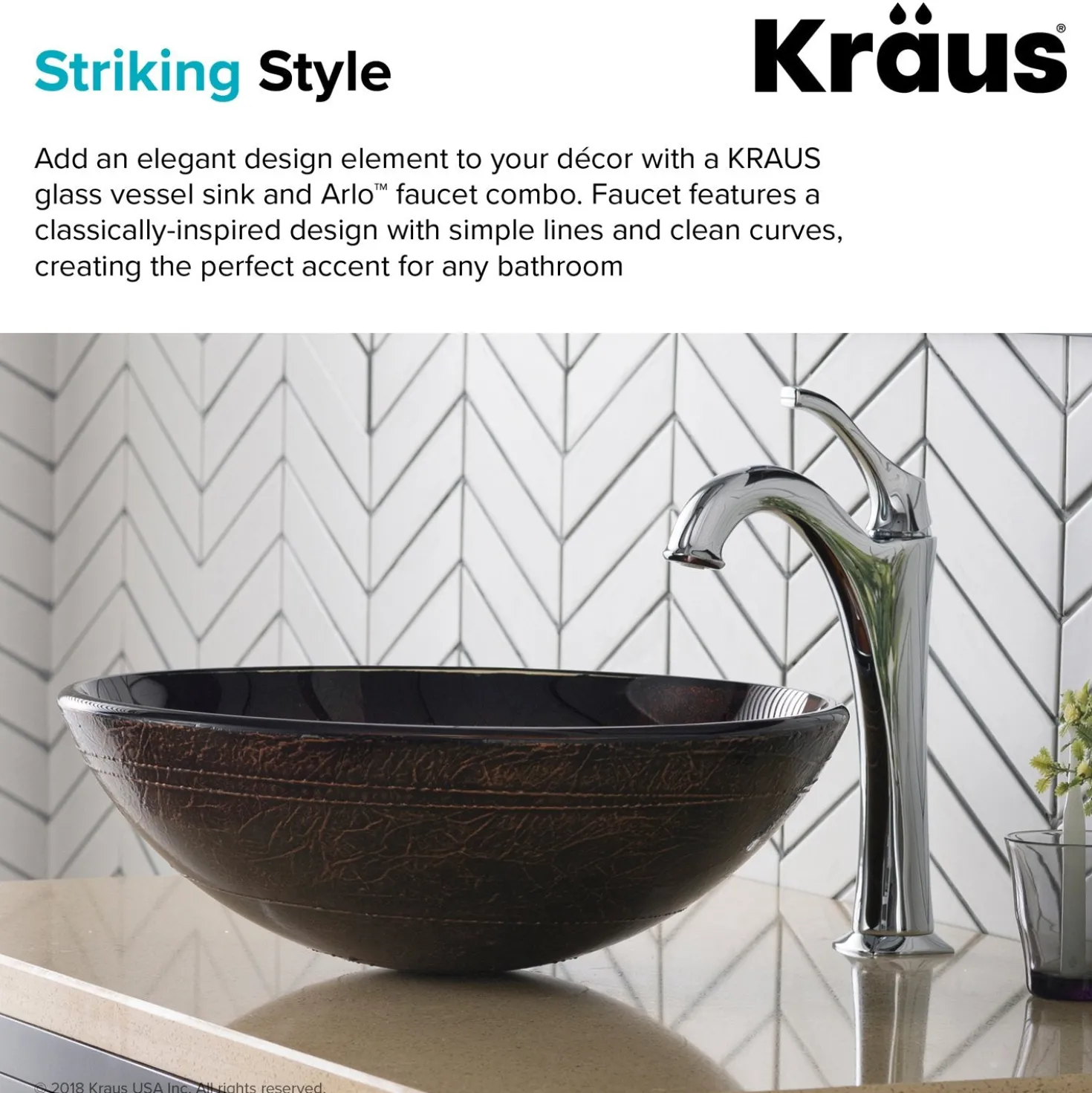 KRAUS 16 1/2-Inch Copper Brown Bathroom Vessel Sink and Arlo Faucet Combo Set with Pop-Up Drain