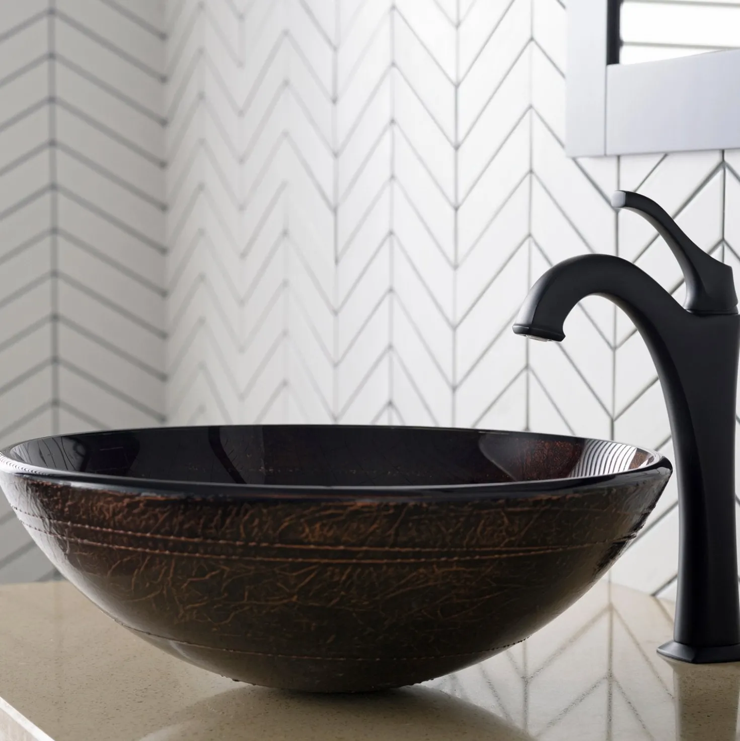 KRAUS 16 1/2-Inch Copper Brown Bathroom Vessel Sink and Arlo Faucet Combo Set with Pop-Up Drain