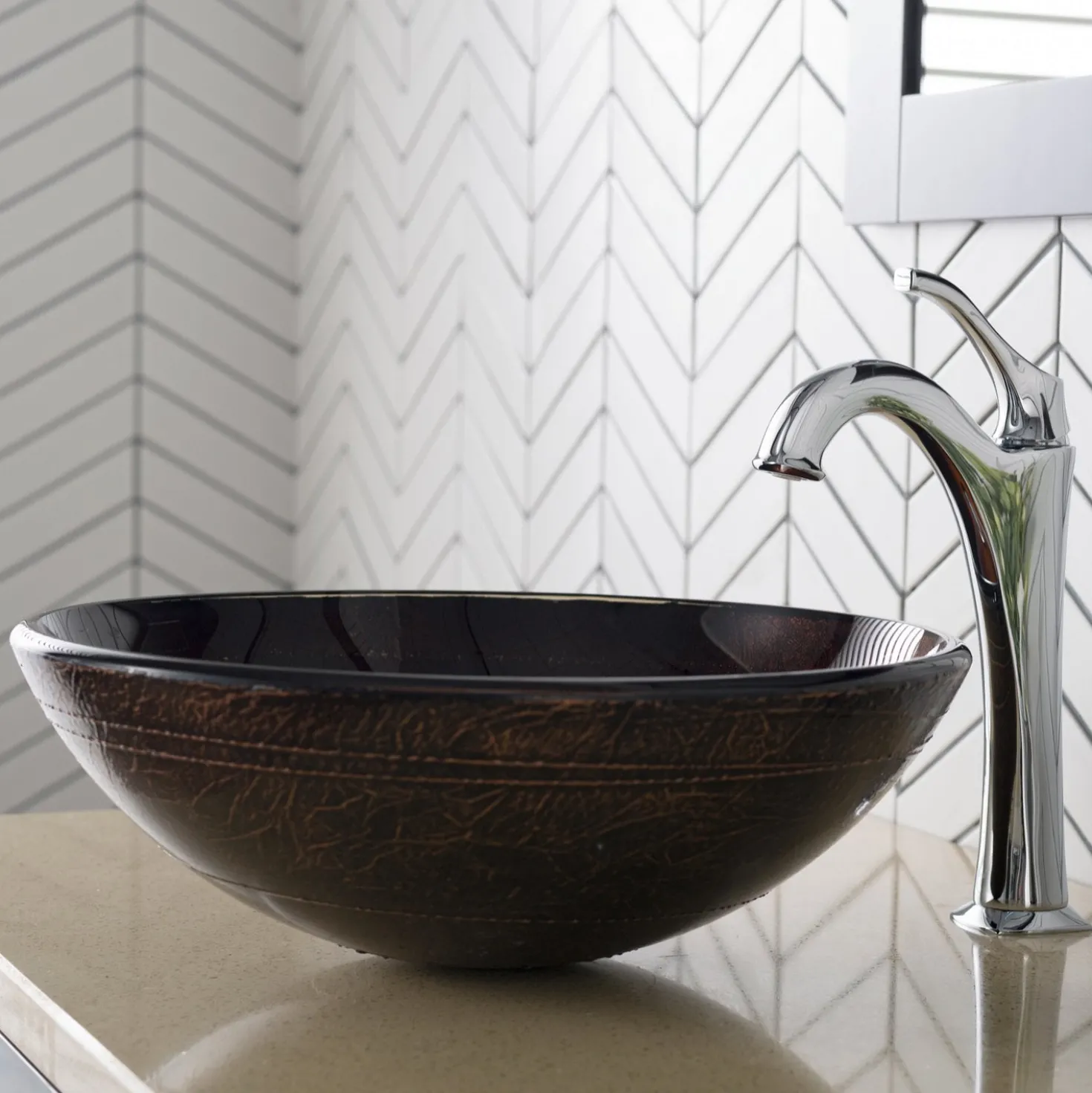 KRAUS 16 1/2-Inch Copper Brown Bathroom Vessel Sink and Arlo Faucet Combo Set with Pop-Up Drain