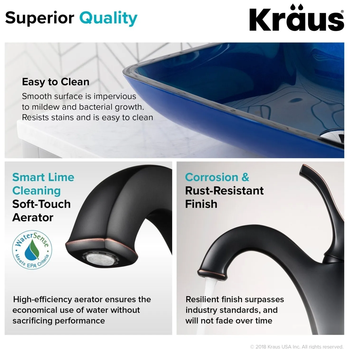 KRAUS 22-Inch Rectangular Blue Glass Bathroom Vessel Sink and Arlo Faucet Combo Set with Pop-Up Drain